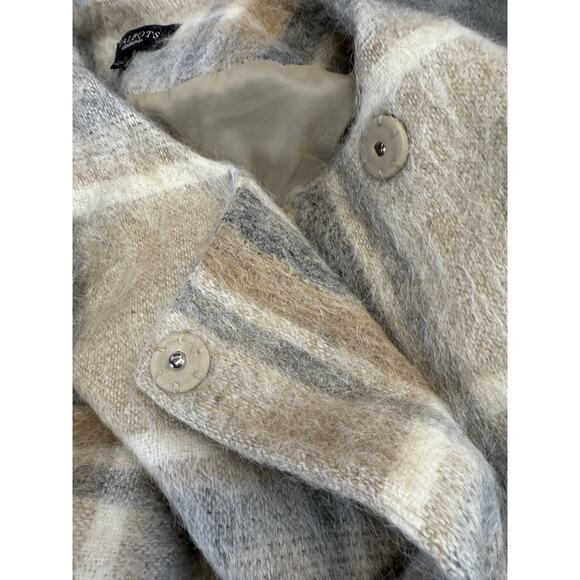 Talbots Plaid Wool Alpaca Mohair Blend Jacket Coat Beige Gray Size Medium - Picture 12 of 12
